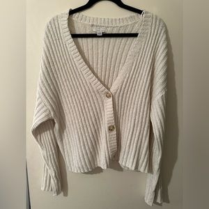 American Eagle Button Down Cardigan Sweater, Cream/White, Size L